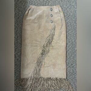 Scully Fringe Leather Festival Skirt with Metal Details